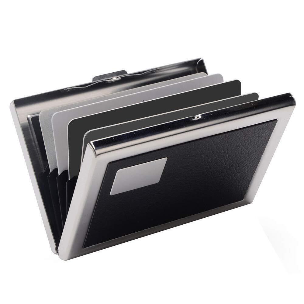 2823 RFID Credit Card Holder Metal Wallet Stainless Steel and Pu Leather